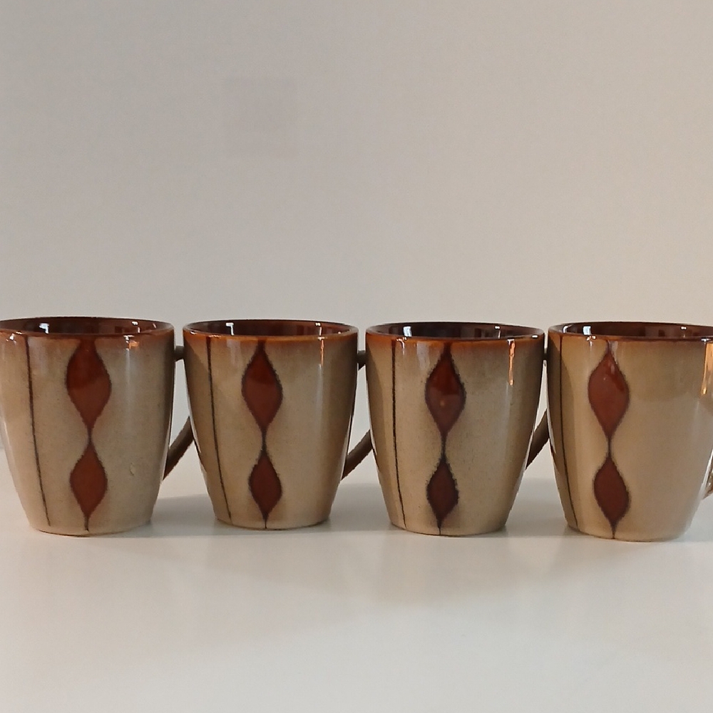 Vintage Sango Prelude Brown Coffee Mugs
